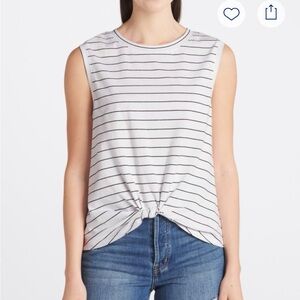 Nine Britton black & white Sleeveless Knot-Front Top L